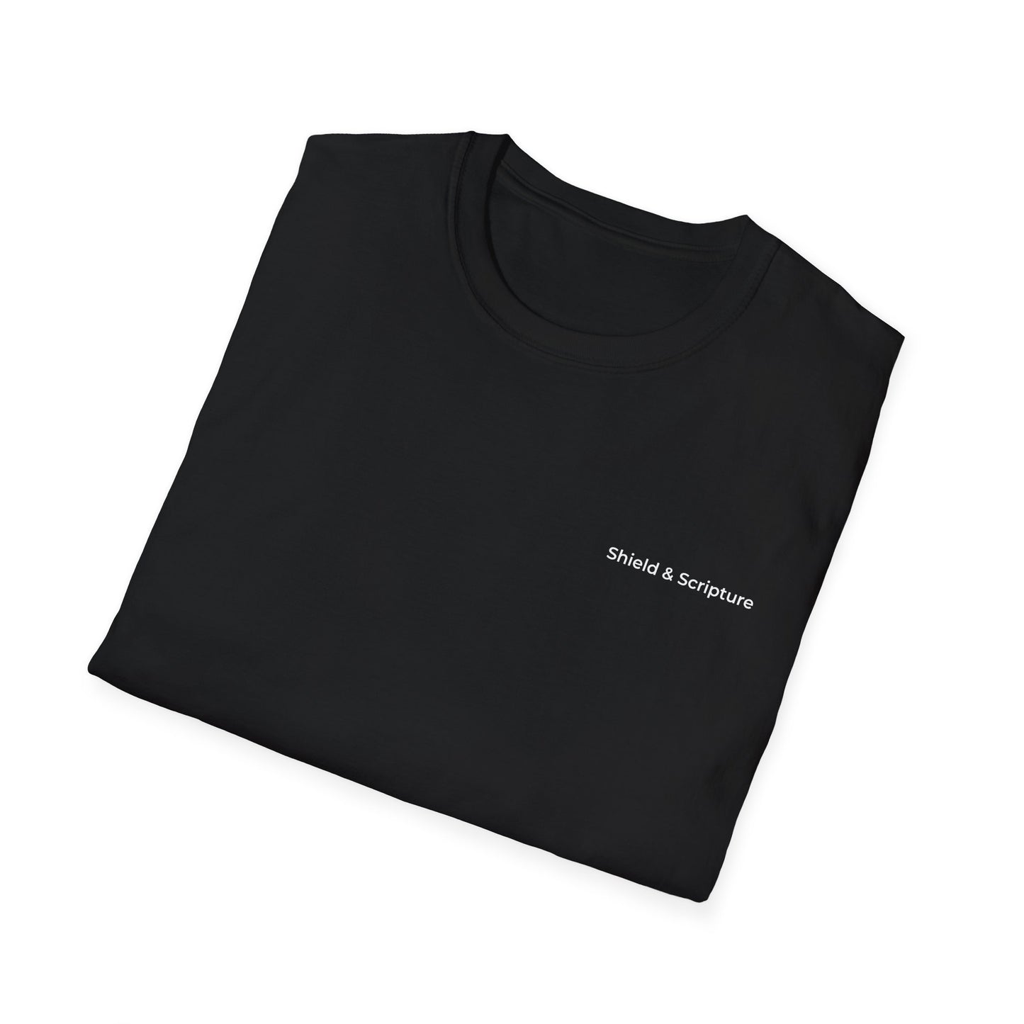 Front chest logo on black Christian Armor of God shirt
